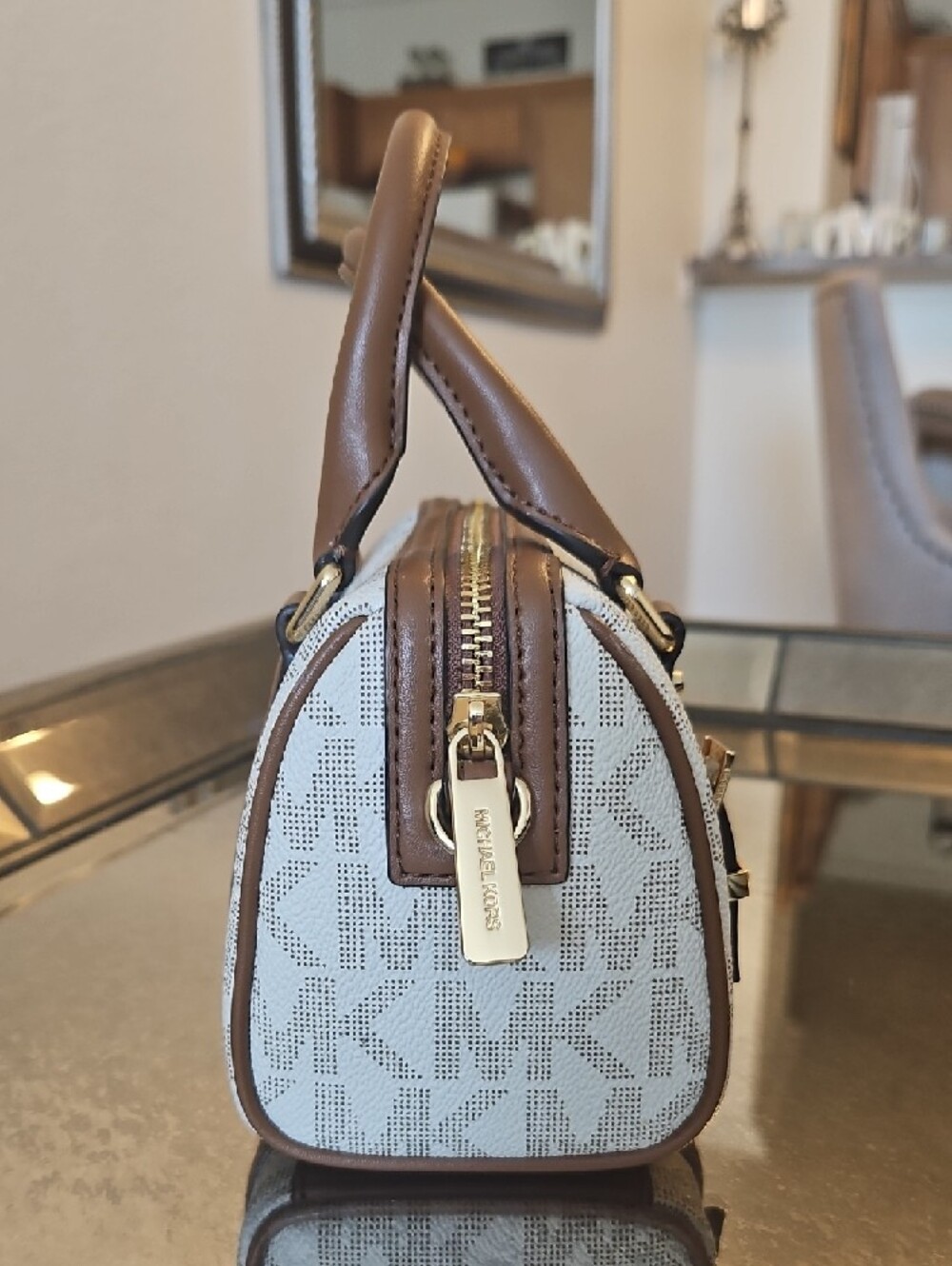 Michael Kors Cream & Brown Mini Logo Crossbody - Picture 4 of 11
